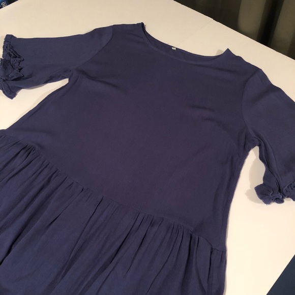 Navy Ruffle Mini Dress - Picture 2 of 6